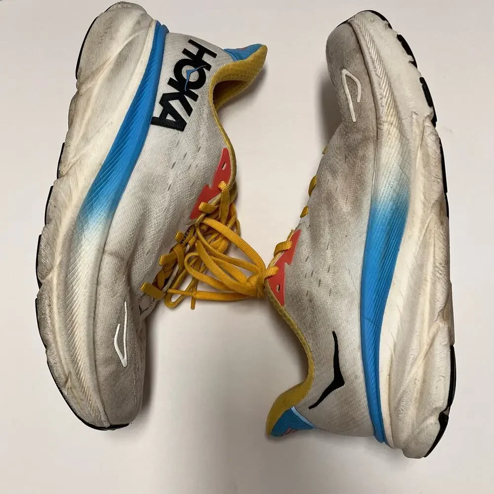 HOKA Clifton 9 Womens 8.5 B Running Shoes White Blue Cushion Trainer 1127896 - Picture 3 of 11